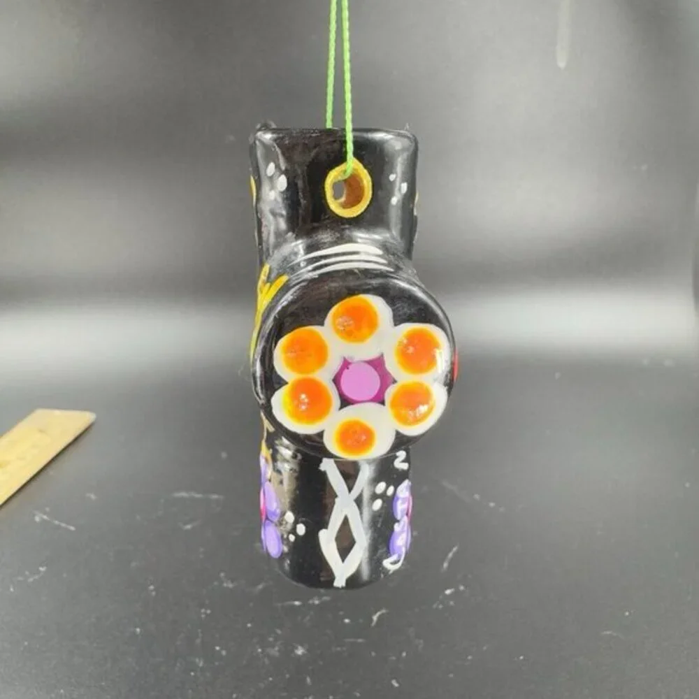 Hand Made‎ RedWare Pottery Mexico Small Ornament Cross Hand Painted Costa Maya